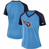 Women Tennessee Titans Nike Top V Neck T-Shirt Light Blue Navy